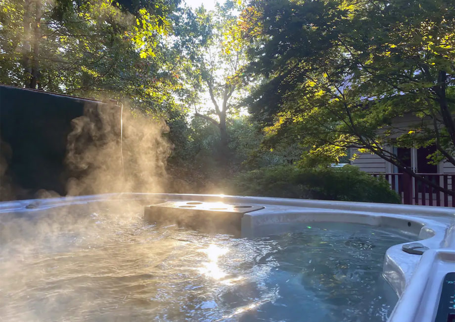 Relax and unwind in our 8 person hot tub, nestled amongst the Japanese Maples.